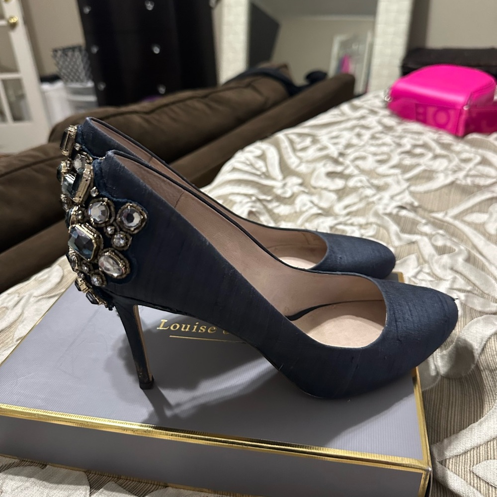Louise et Cie Navy Embellished Heels
